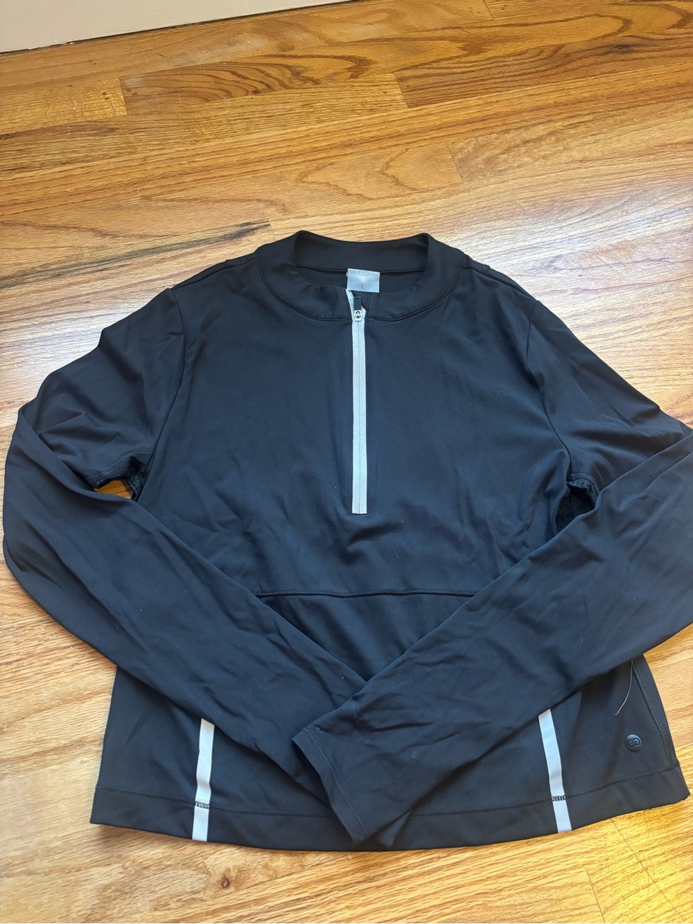 Black Long Sleeve Half-Zip Pullover with Reflective Accents